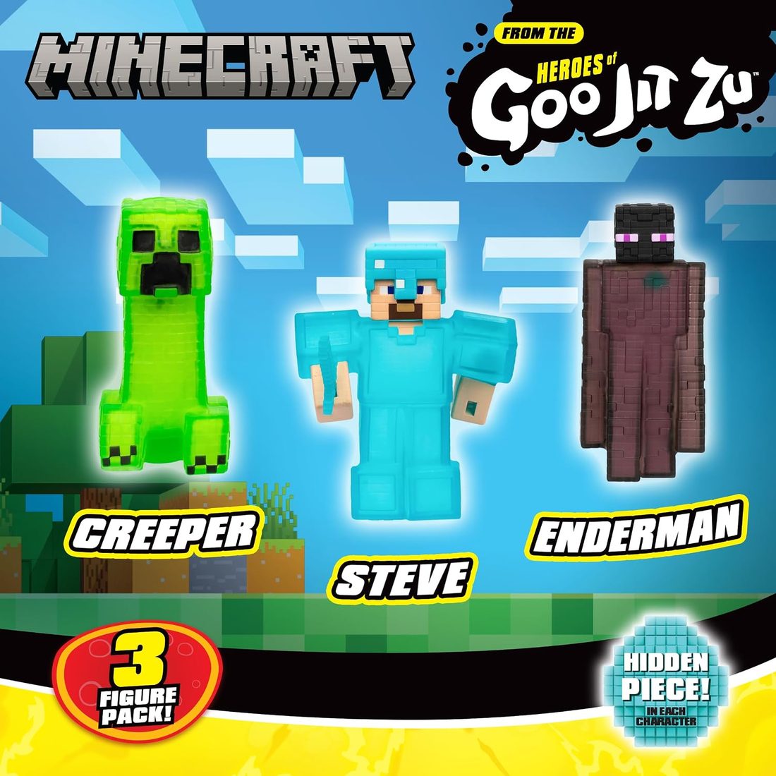 Goo Jitzu Minecraft Creeper, Steve and Enderman 3 Pack view 2